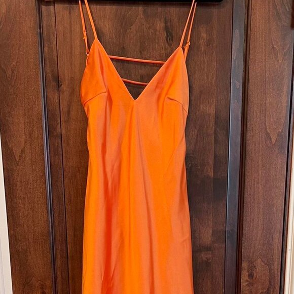 Zara Orange Satin Maxi Dress - Picture 9 of 12